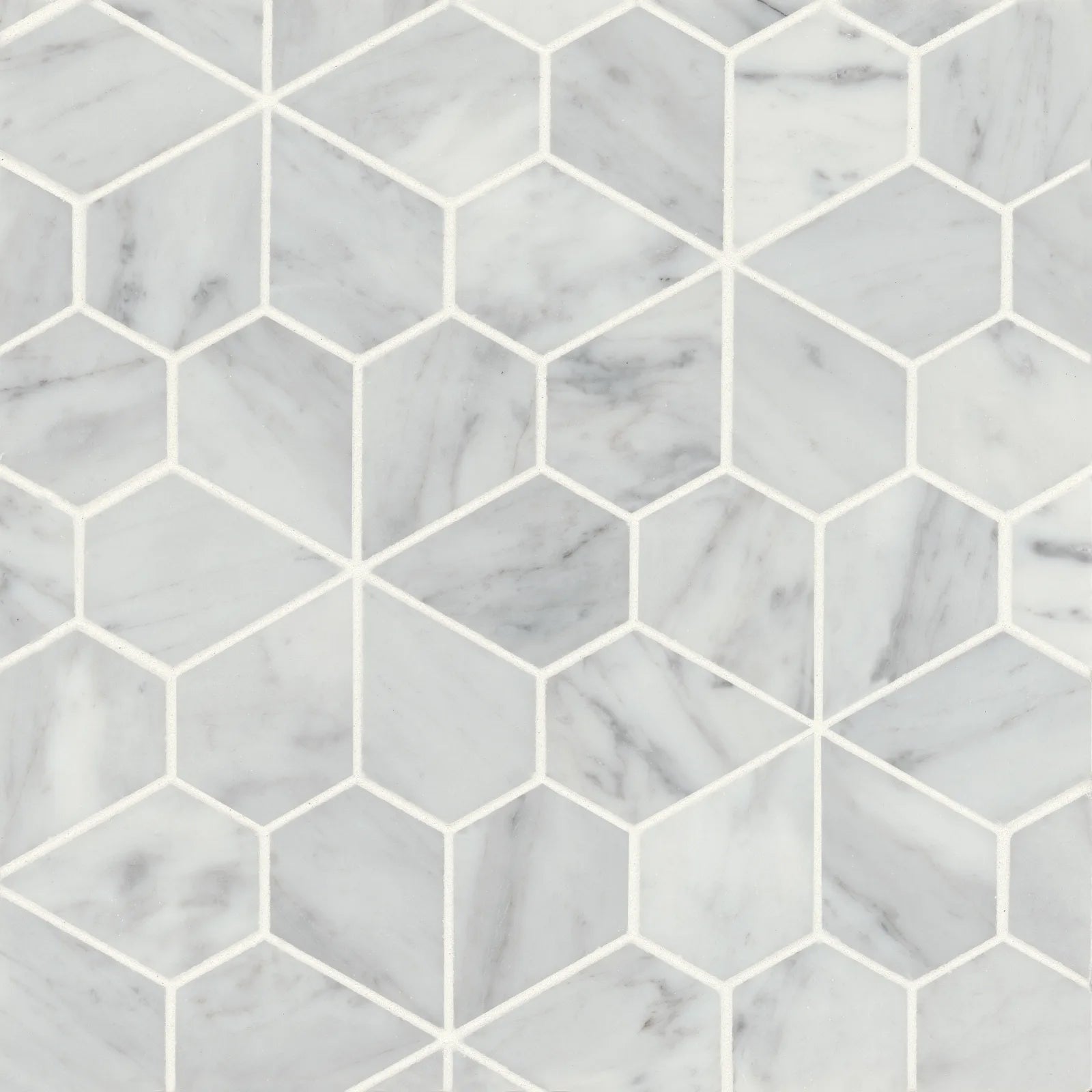 Bedrosians Monet Flower Collection White Carrara 9.75" x 9.75" Honed Marble Mosaic Tile