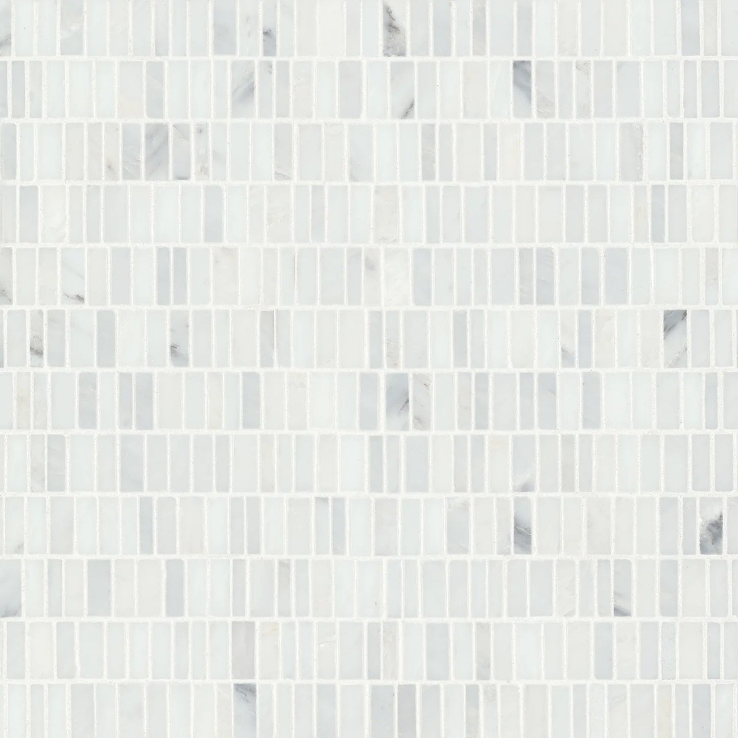 Bedrosians Monet Mini Brick Collection Oriental White 12" x 12.25" Honed Marble Mosaic Tile