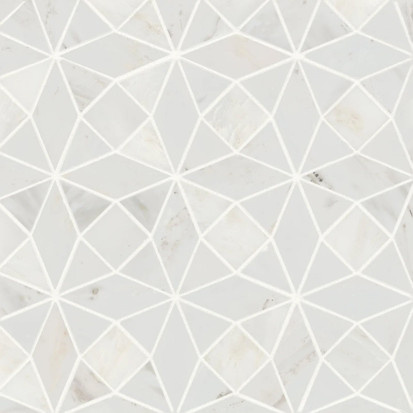 Bedrosians Monet Triangle Collection Oriental White 10.25" x 10.25" Honed Marble Mosaic Tile