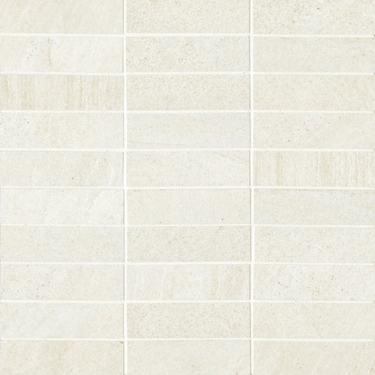 Bedrosians Purestone Collection Bianco (1" x 4" Pieces) 12" x 12" Matte Porcelain Mosaic Tile