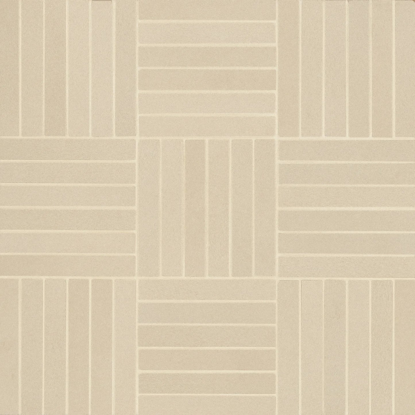 Bedrosians Sahara Collection Crosshatch Ecru (0.5" x 4" Pieces) 11.75" x 11.75" Matte Porcelain Mosaic Tile