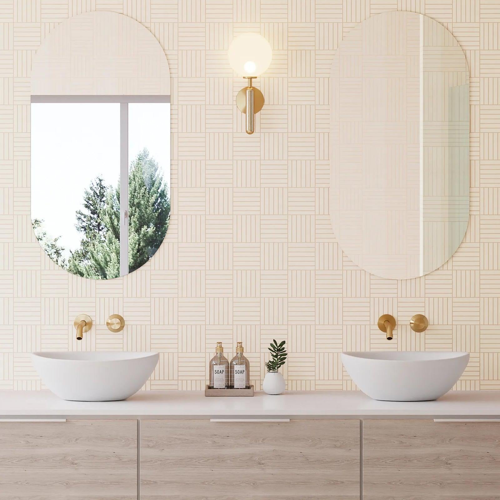 Bedrosians Sahara Collection Crosshatch White (0.5" x 4" Pieces) 11.75" x 11.75" Matte Porcelain Mosaic Tile