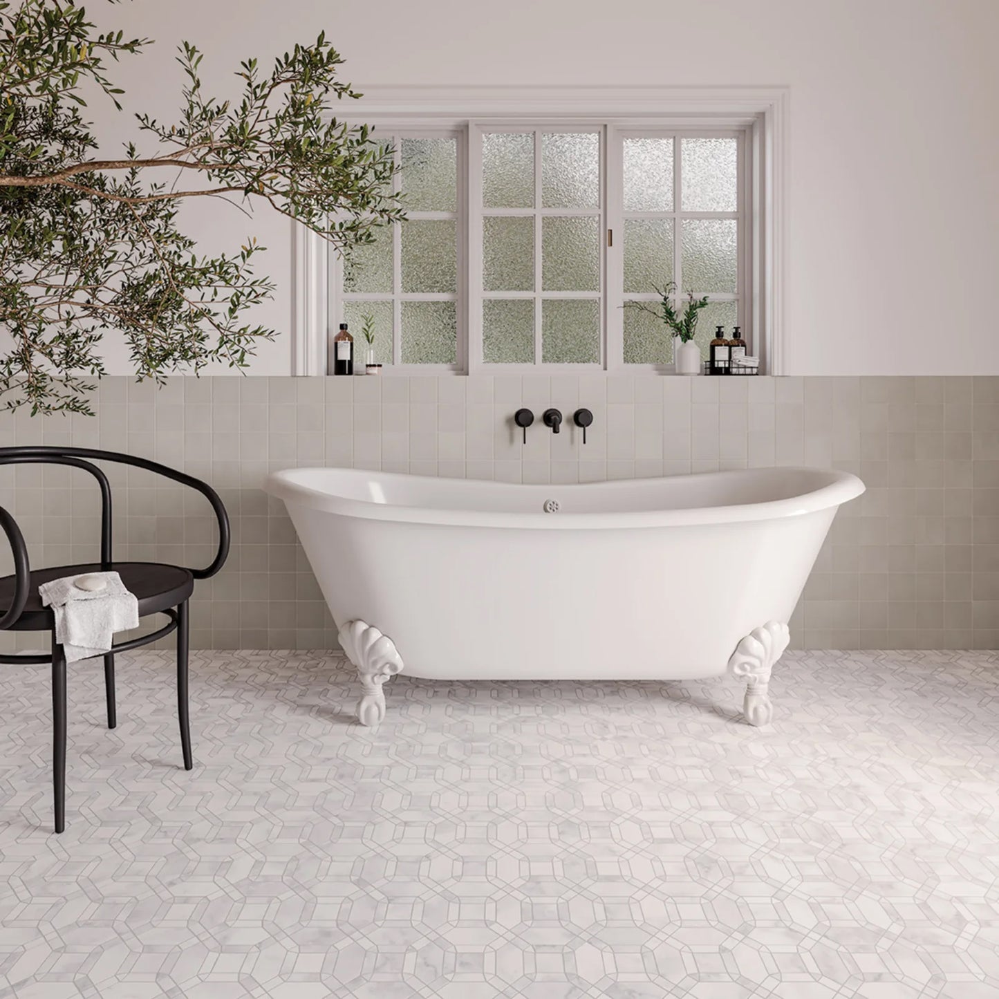 Bedrosians Sahara Collection Grey (4" x 4" Pieces) 11.75" x 11.75" Matte Porcelain Mosaic Tile