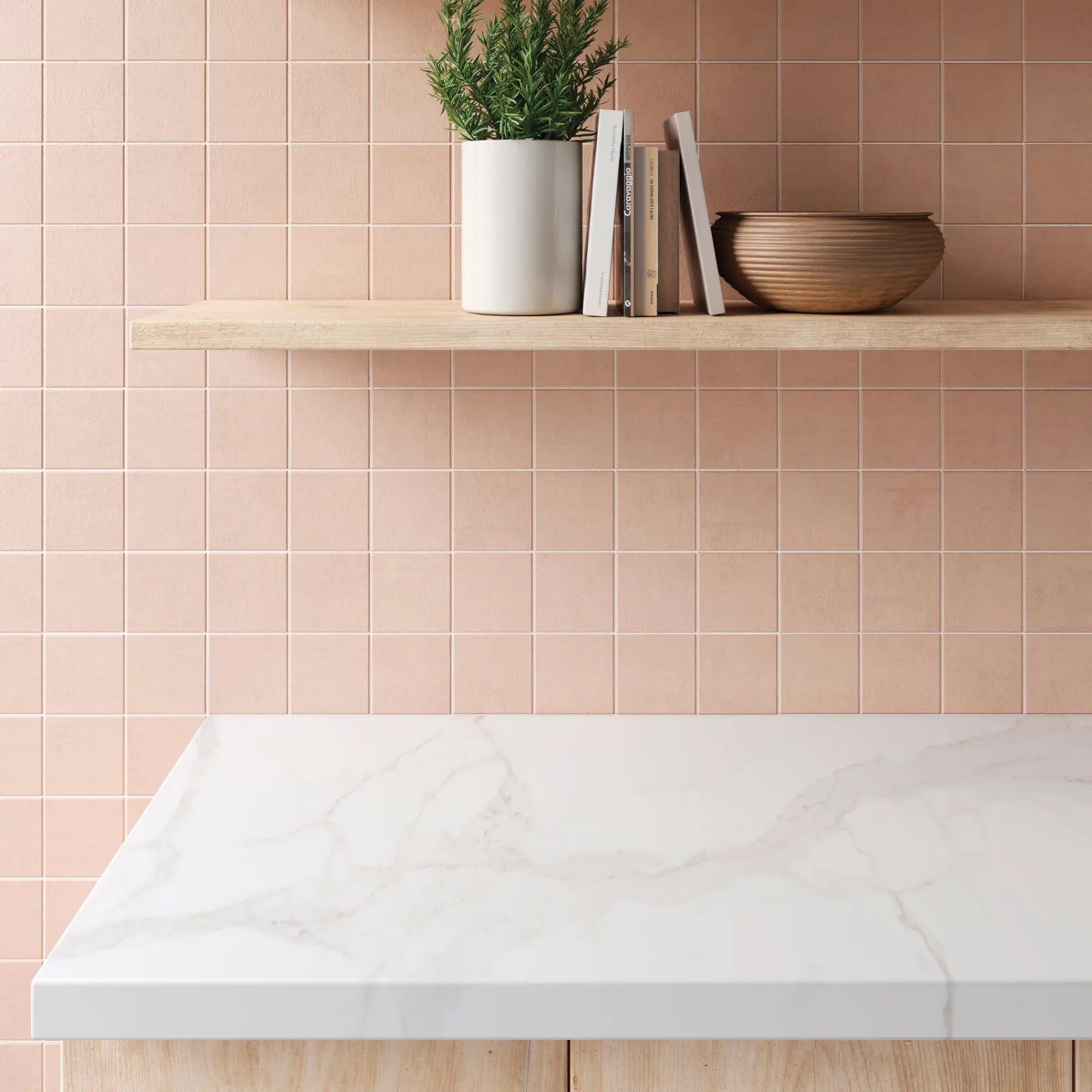 Bedrosians Sahara Collection Rose (4" x 4" Pieces) 11.75" x 11.75" Matte Porcelain Mosaic Tile