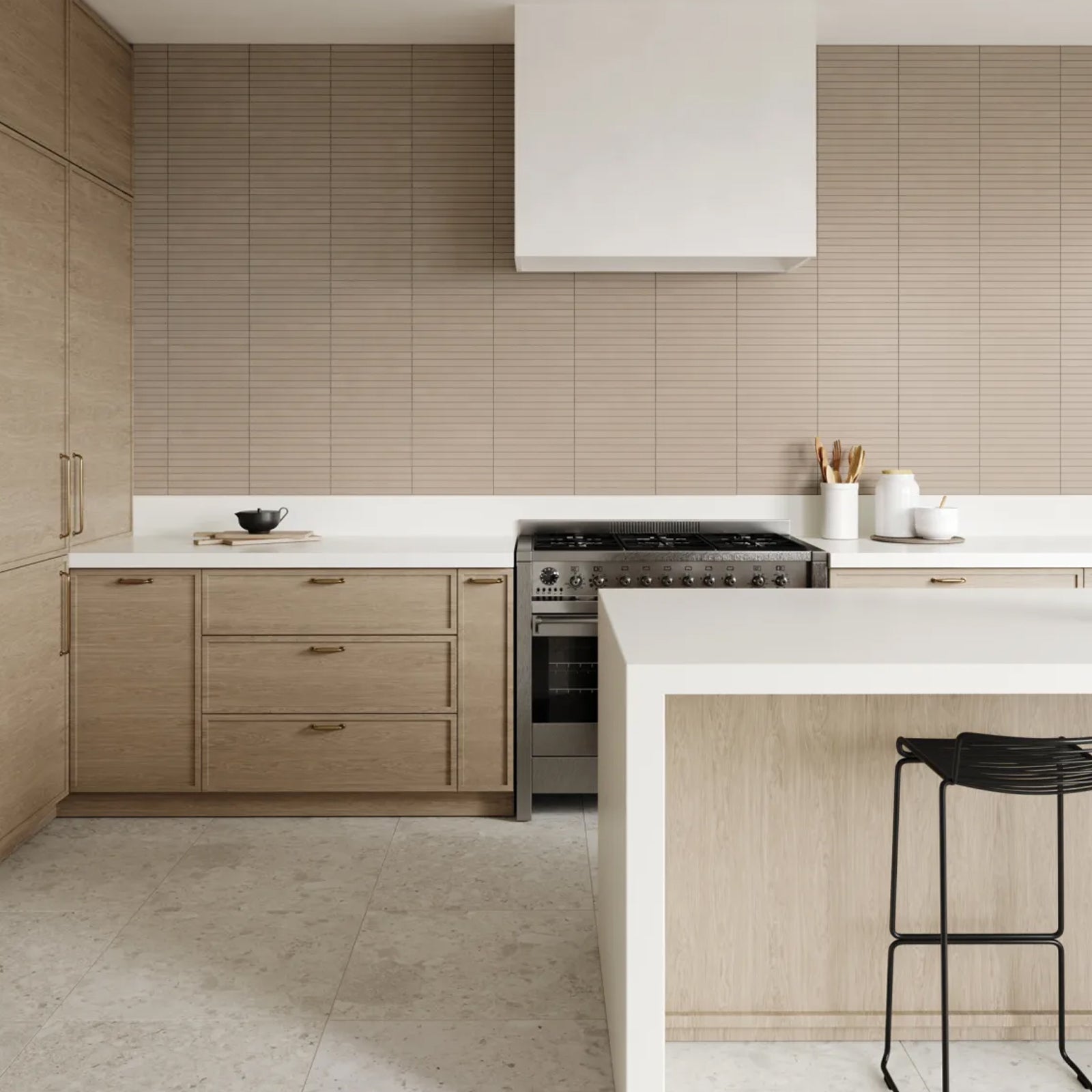 Bedrosians Sahara Collection Taupe (1" x 12" Pieces) 11.75" x 11.75" Matte Porcelain Mosaic Tile
