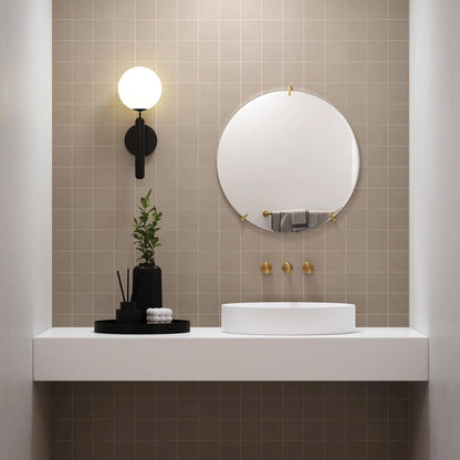 Bedrosians Sahara Collection Taupe (4" x 4" Pieces) 11.75" x 11.75" Matte Porcelain Mosaic Tile