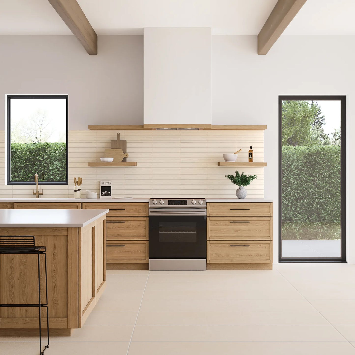 Bedrosians Sahara Collection White (1" x 12" Pieces) 11.75" x 11.75" Matte Porcelain Mosaic Tile