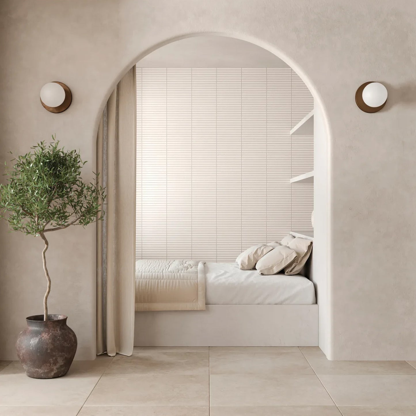 Bedrosians Sahara Collection White (1" x 12" Pieces) 11.75" x 11.75" Matte Porcelain Mosaic Tile