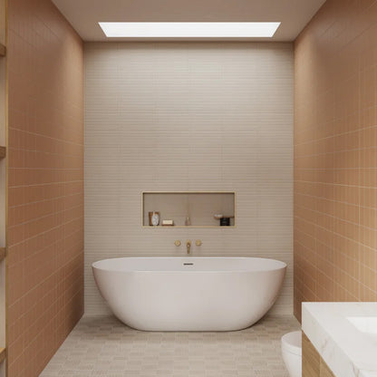 Bedrosians Sahara Collection White (1" x 12" Pieces) 11.75" x 11.75" Matte Porcelain Mosaic Tile