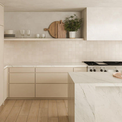 Bedrosians Sahara Collection White (4" x 4" Pieces) 11.75" x 11.75" Matte Porcelain Mosaic Tile