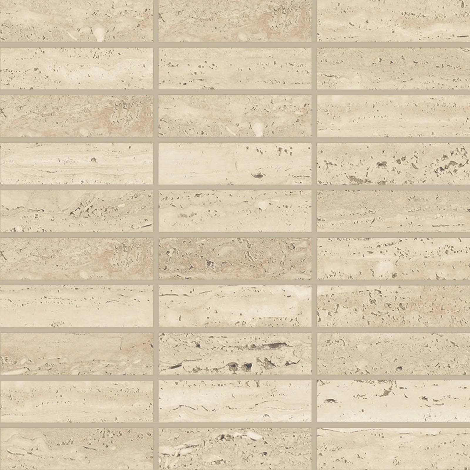 Bedrosians Sensi Roma Collection Cream (1" x 4" Pieces) 12" x 12" Matte Porcelain Mosaic Tile