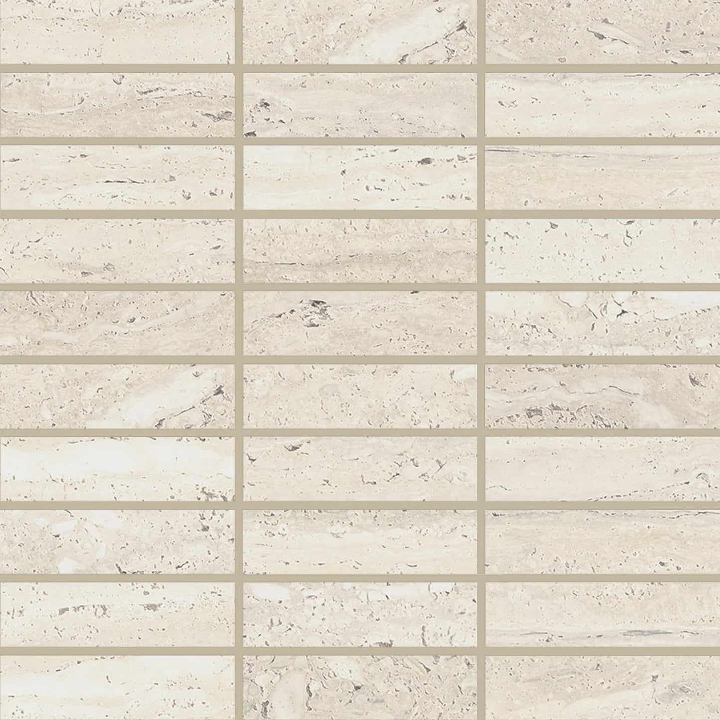 Bedrosians Sensi Roma Collection Ivory (1" x 4" Pieces) 12" x 12" Matte Porcelain Mosaic Tile