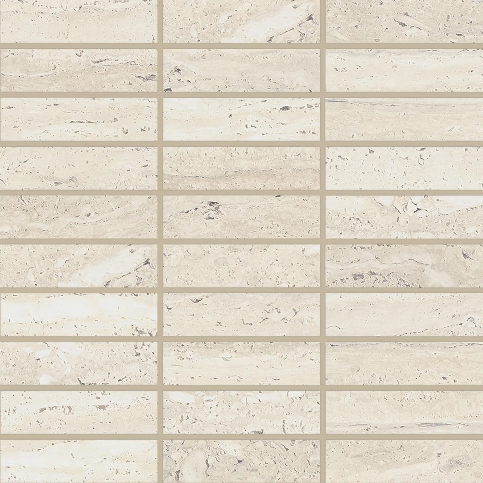 Bedrosians Sensi Roma Collection Ivory (1" x 4" Pieces) 12" x 12" Matte Porcelain Mosaic Tile