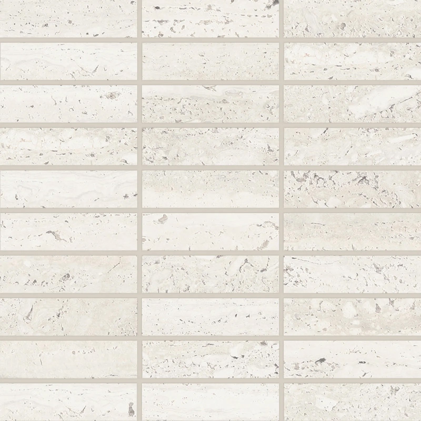 Bedrosians Sensi Roma Collection White (1" x 4" Pieces) 12" x 12" Matte Porcelain Mosaic Tile