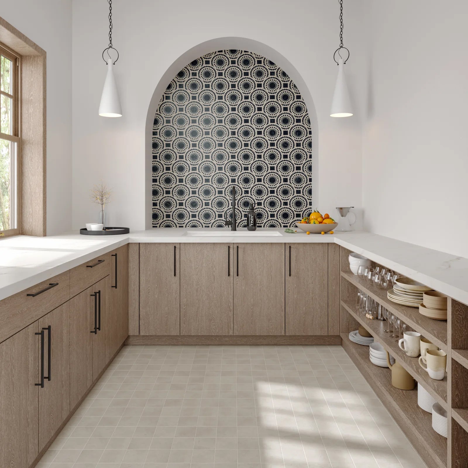 Bedrosians Thaddeus Collection White (4" x 4" Pieces) 12" x 12" Matte Porcelain Mosaic Tile