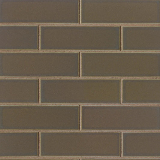 Bedrosians Zenia Collection Umbra (2" x 6" Pieces) 11.5" x 11.25" Matte Porcelain Mosaic Tile