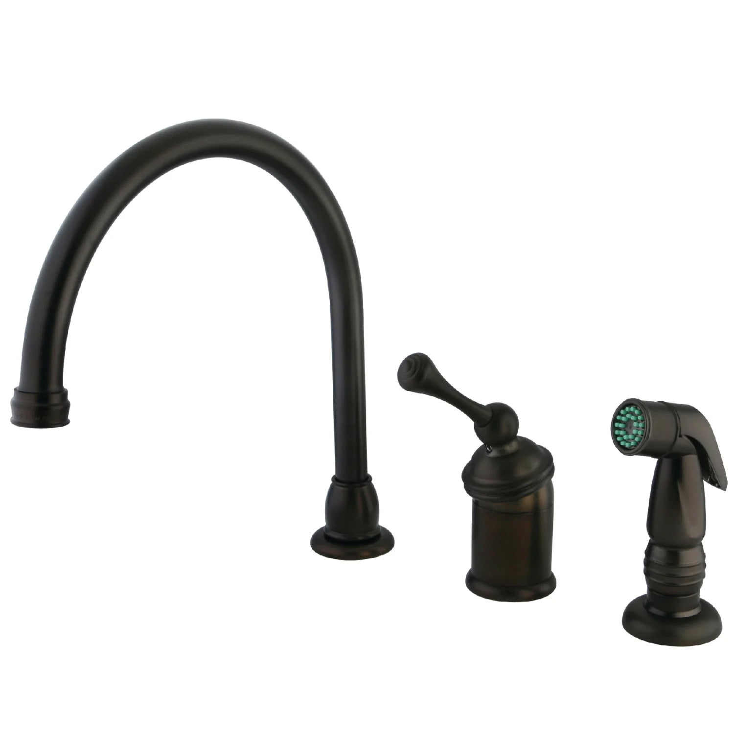 Buckingham Single-Handle 3-Hole Deck Mount Side Sprayer Widespread Kitchen Faucet