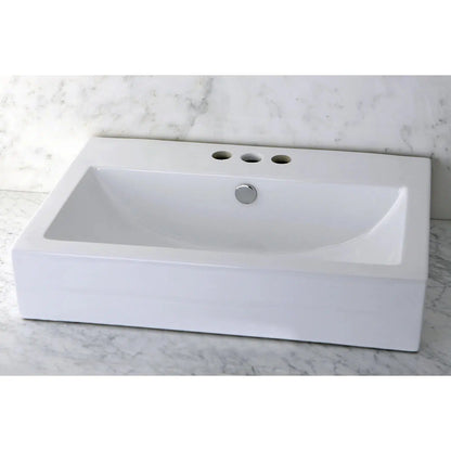 Century Rectangular Ceramic White 4-Inch, 3-Hole Vessel Sink