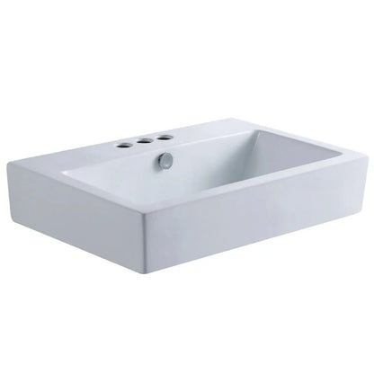 Century Rectangular Ceramic White 4-Inch, 3-Hole Vessel Sink