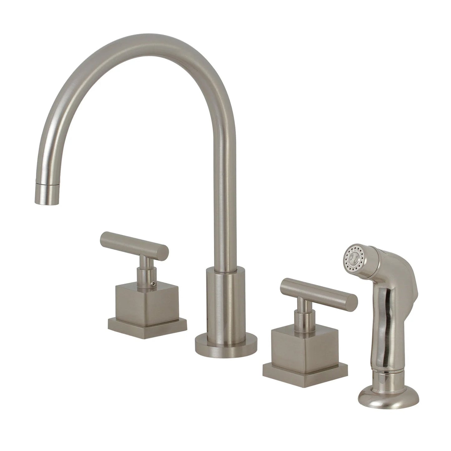 Claremont A Two-Handle 4-Hole Deck Mount Side Sprayer Widespread Kitchen Faucet