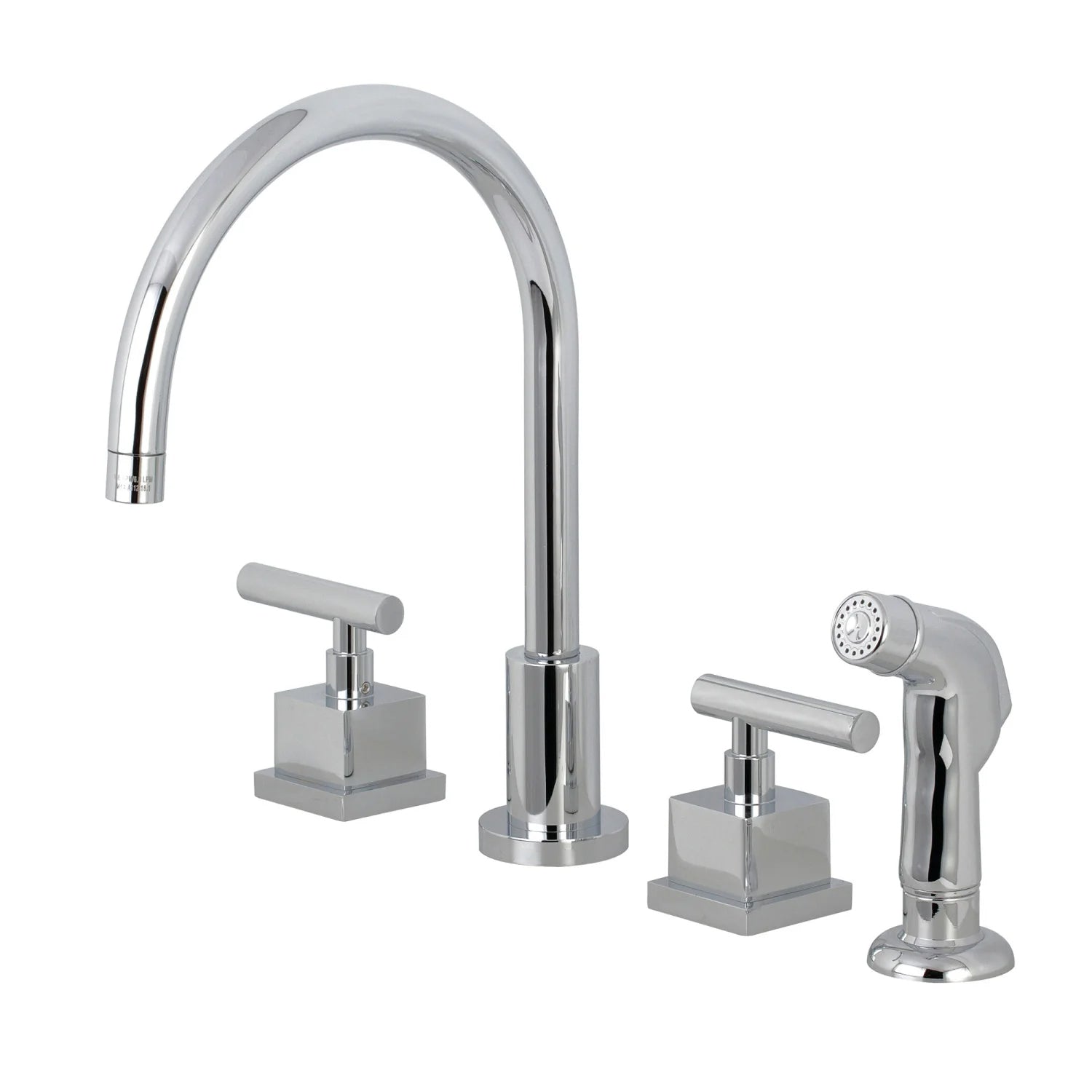 Claremont A Two-Handle 4-Hole Deck Mount Side Sprayer Widespread Kitchen Faucet