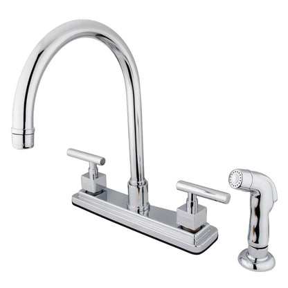 Claremont C Two-Handle 4-Hole Deck Mount 8" Centerset Side Sprayer Kitchen Faucet