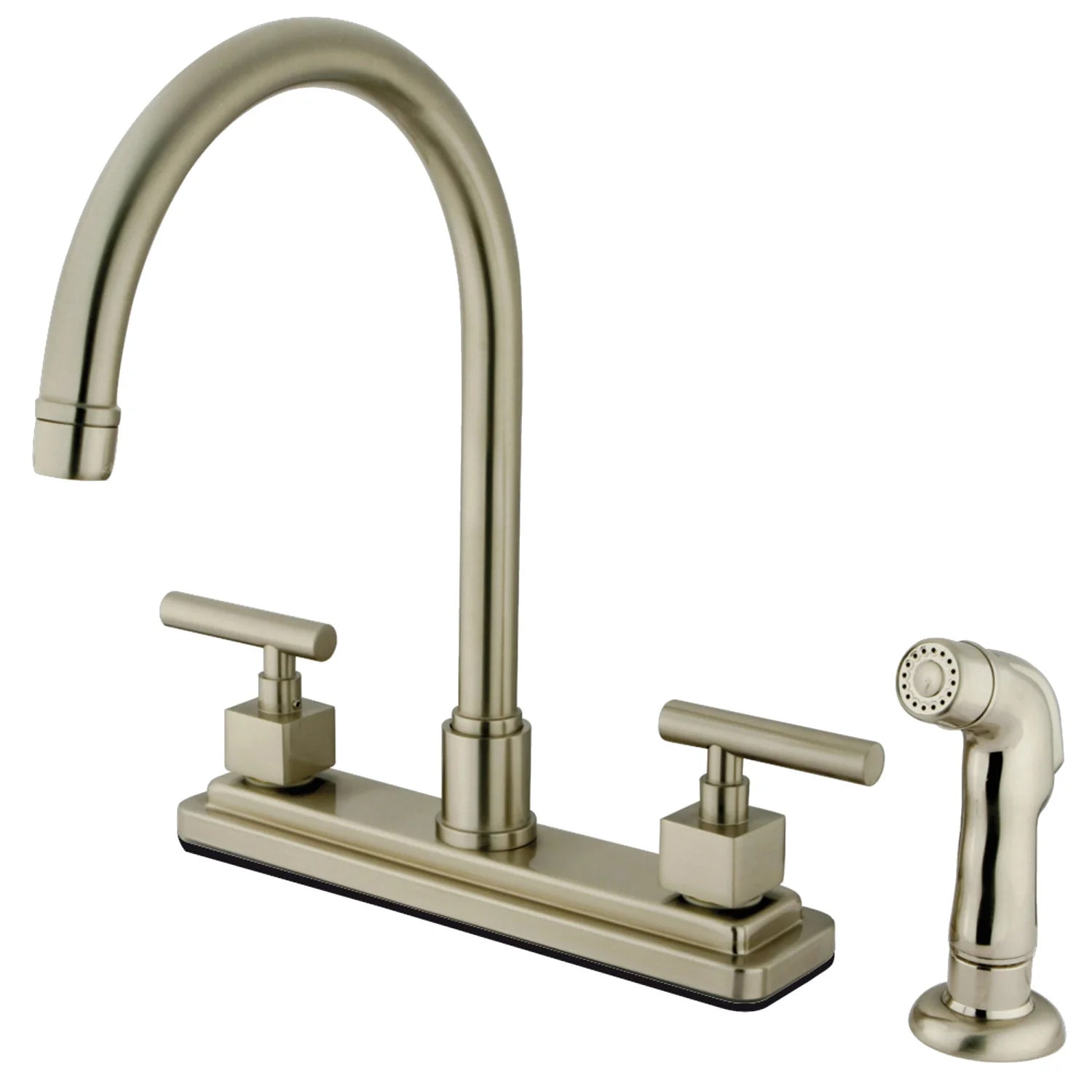 Claremont C Two-Handle 4-Hole Deck Mount 8" Centerset Side Sprayer Kitchen Faucet