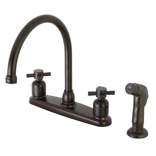 Concord AL Two-Handle 4-Hole Deck Mount 8" Centerset Side Sprayer Kitchen Faucet