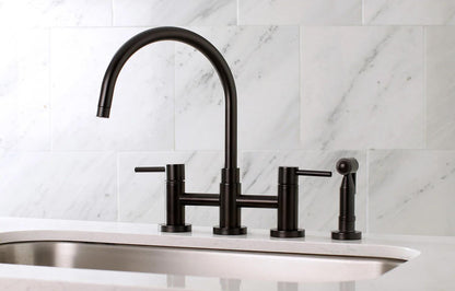 Concord J Two-Handle 4-Hole Deck Mount Side Sprayer Bridge Kitchen Faucet