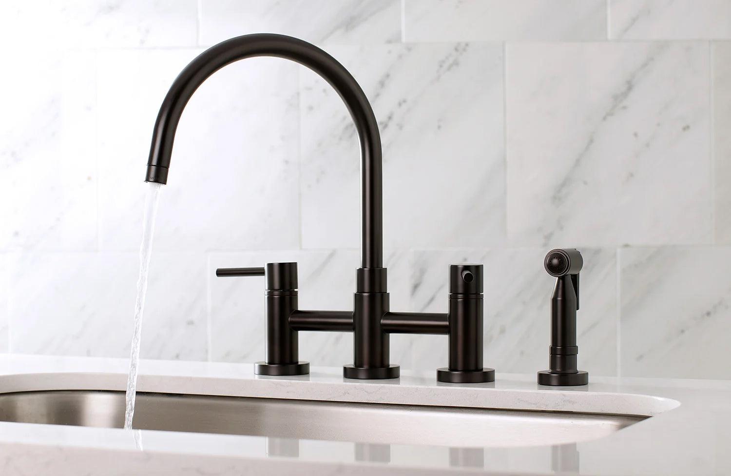 Concord J Two-Handle 4-Hole Deck Mount Side Sprayer Bridge Kitchen Faucet