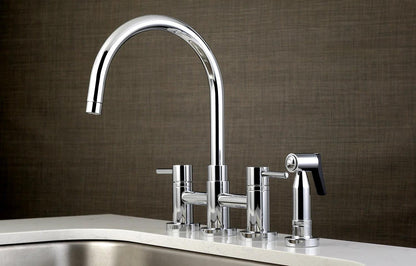 Concord J Two-Handle 4-Hole Deck Mount Side Sprayer Bridge Kitchen Faucet