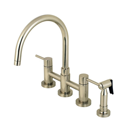 Concord J Two-Handle 4-Hole Deck Mount Side Sprayer Bridge Kitchen Faucet