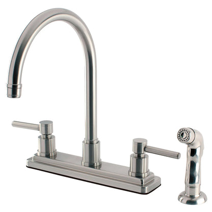 Concord P Two-Handle 4-Hole Deck Mount 8" Centerset Side Sprayer Kitchen Faucet