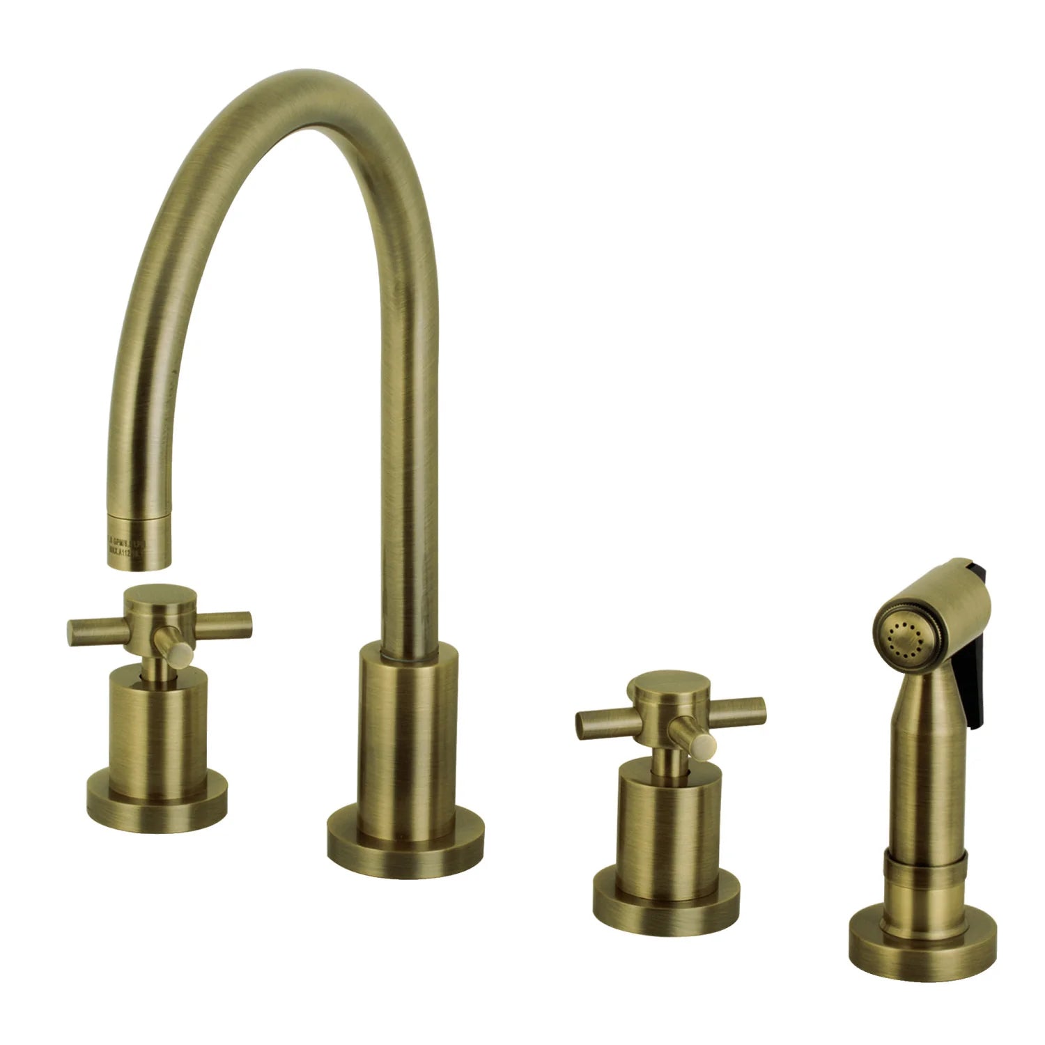 Concord U Two-Handle 4-Hole Deck Mount Widespread Side Sprayer Kitchen Faucet