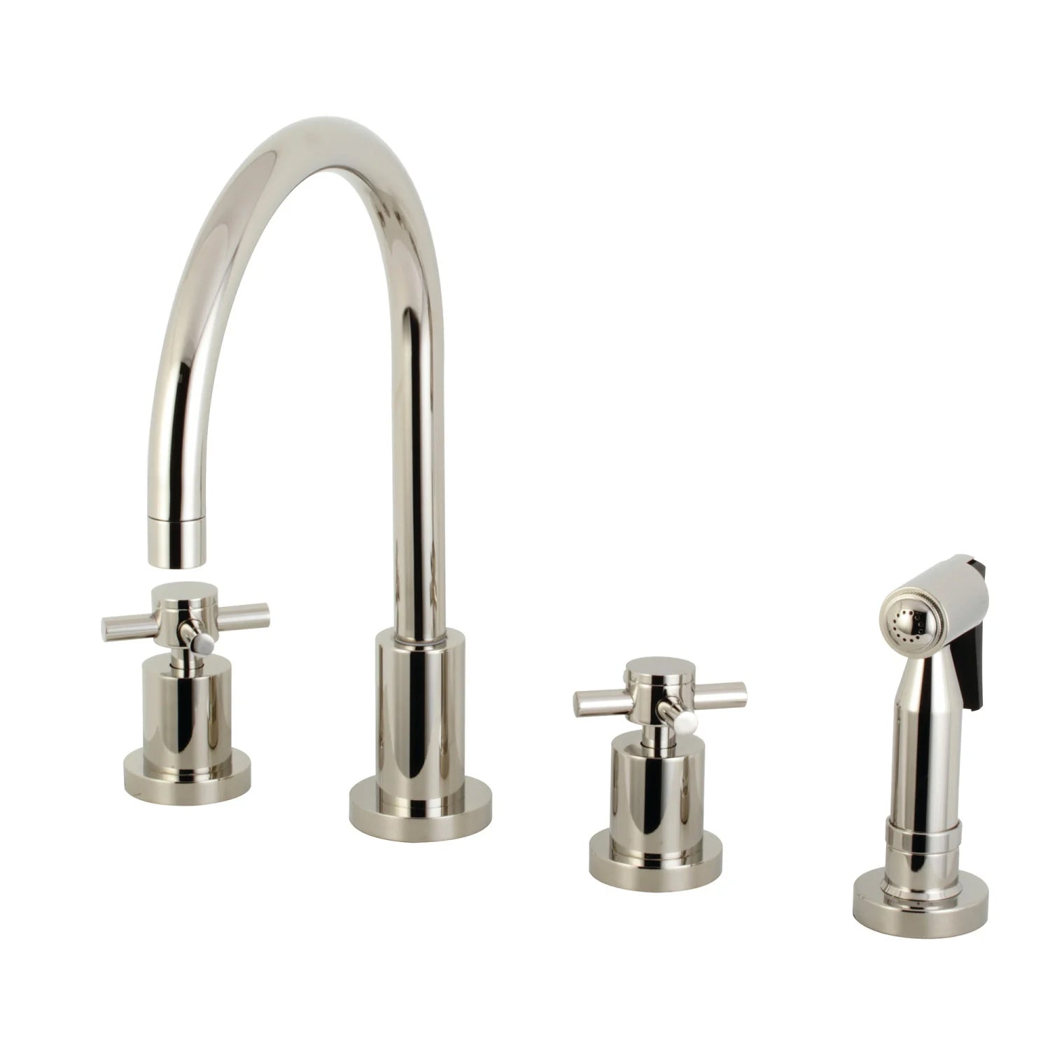 Concord U Two-Handle 4-Hole Deck Mount Widespread Side Sprayer Kitchen Faucet