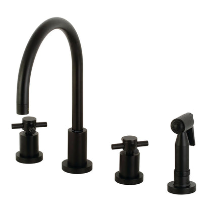 Concord U Two-Handle 4-Hole Deck Mount Widespread Side Sprayer Kitchen Faucet