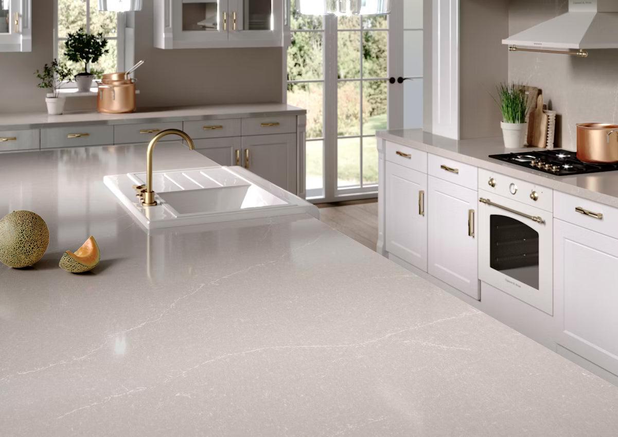 Cosentino Silestone Eternal Collection Desert Silver Polished or Suede Finish 128" x 63" Quartz Slab