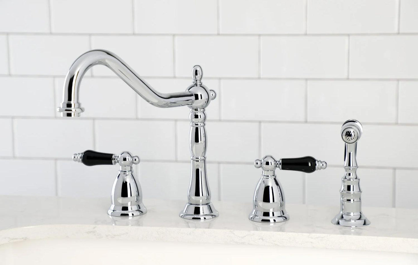 Duchess G Two-Handle 4-Hole Deck Mount Side Sprayer Widespread Kitchen Faucet