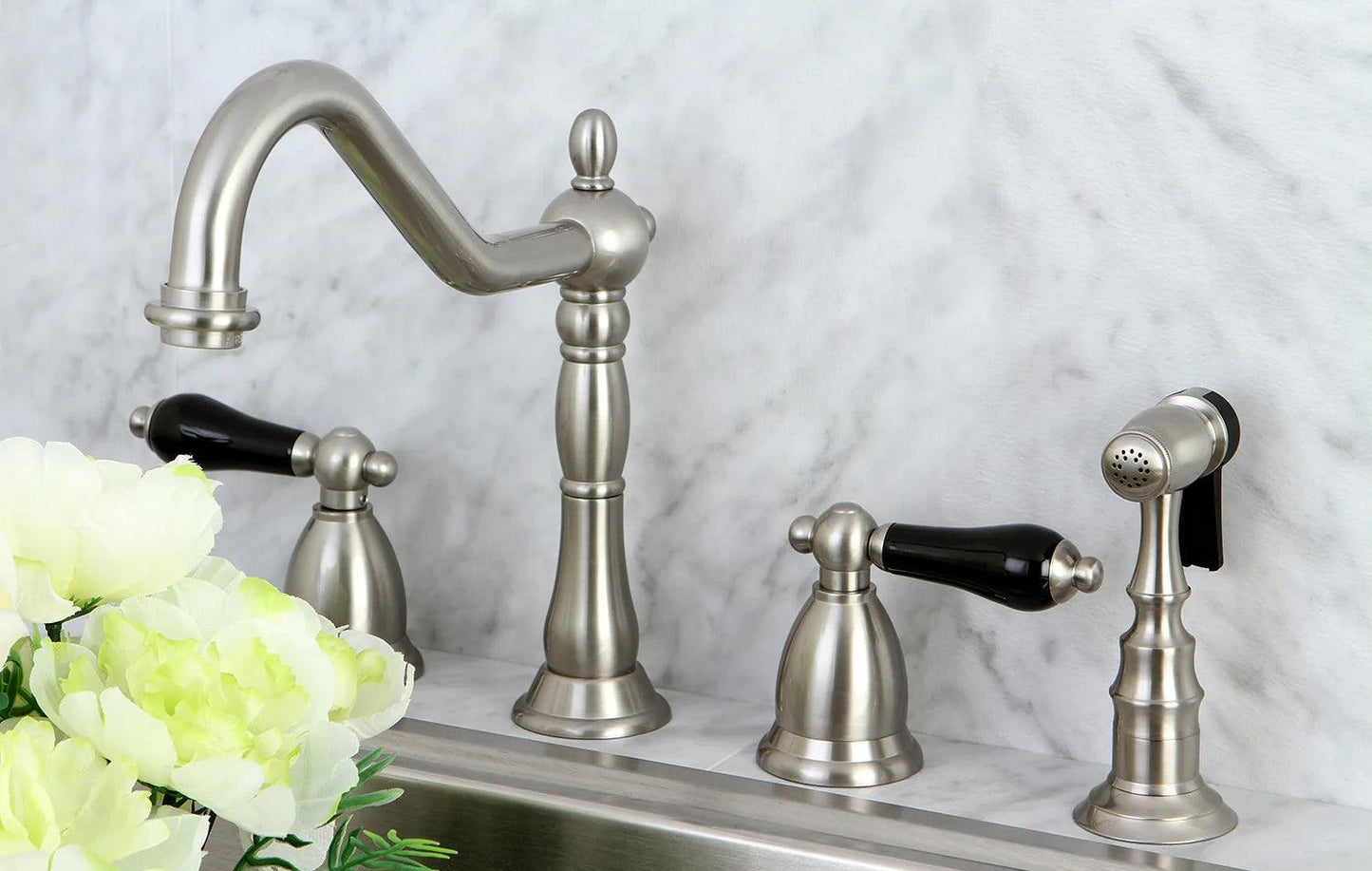 Duchess G Two-Handle 4-Hole Deck Mount Side Sprayer Widespread Kitchen Faucet