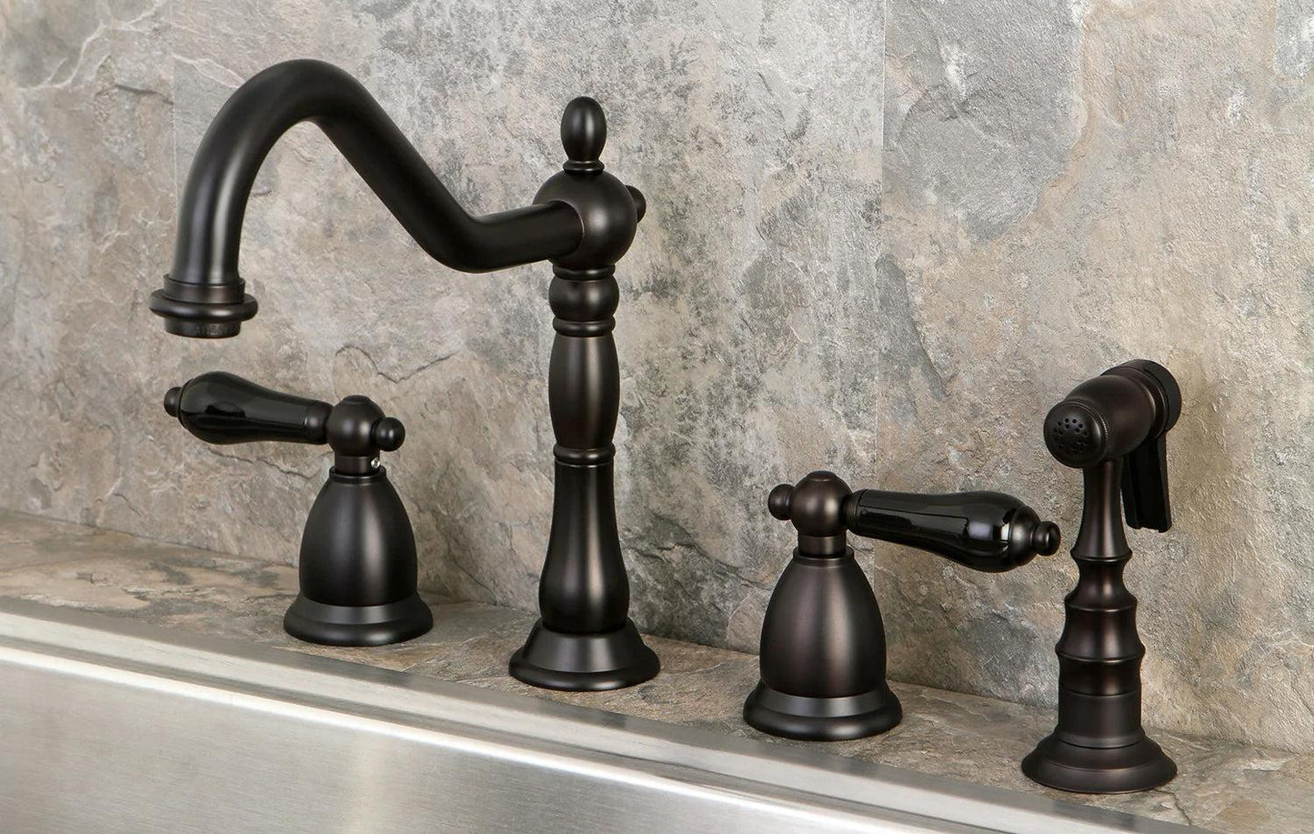 Duchess G Two-Handle 4-Hole Deck Mount Side Sprayer Widespread Kitchen Faucet