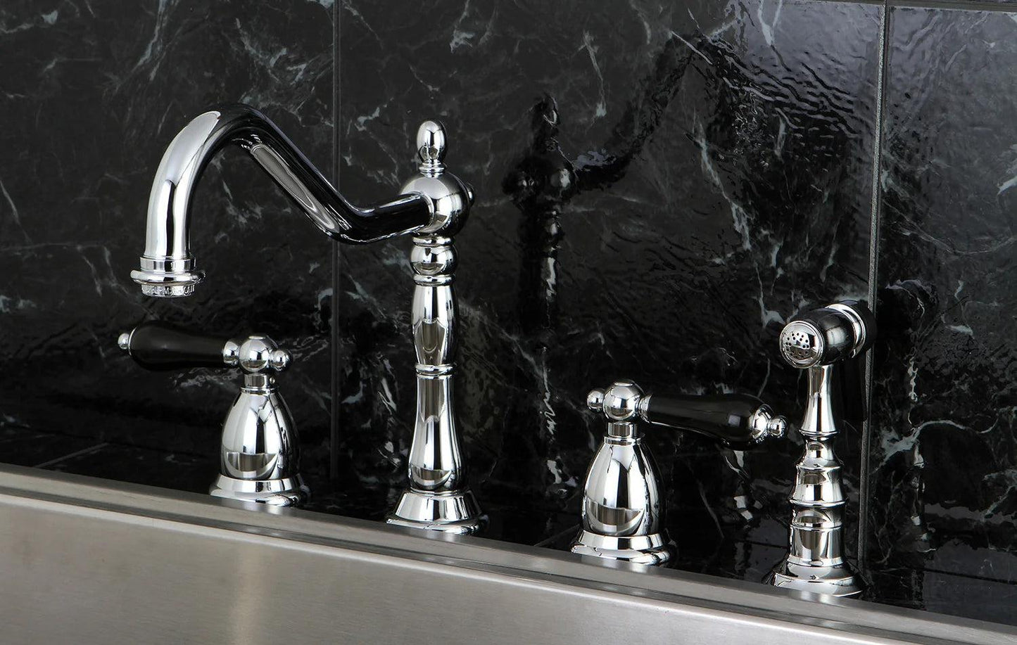 Duchess G Two-Handle 4-Hole Deck Mount Side Sprayer Widespread Kitchen Faucet