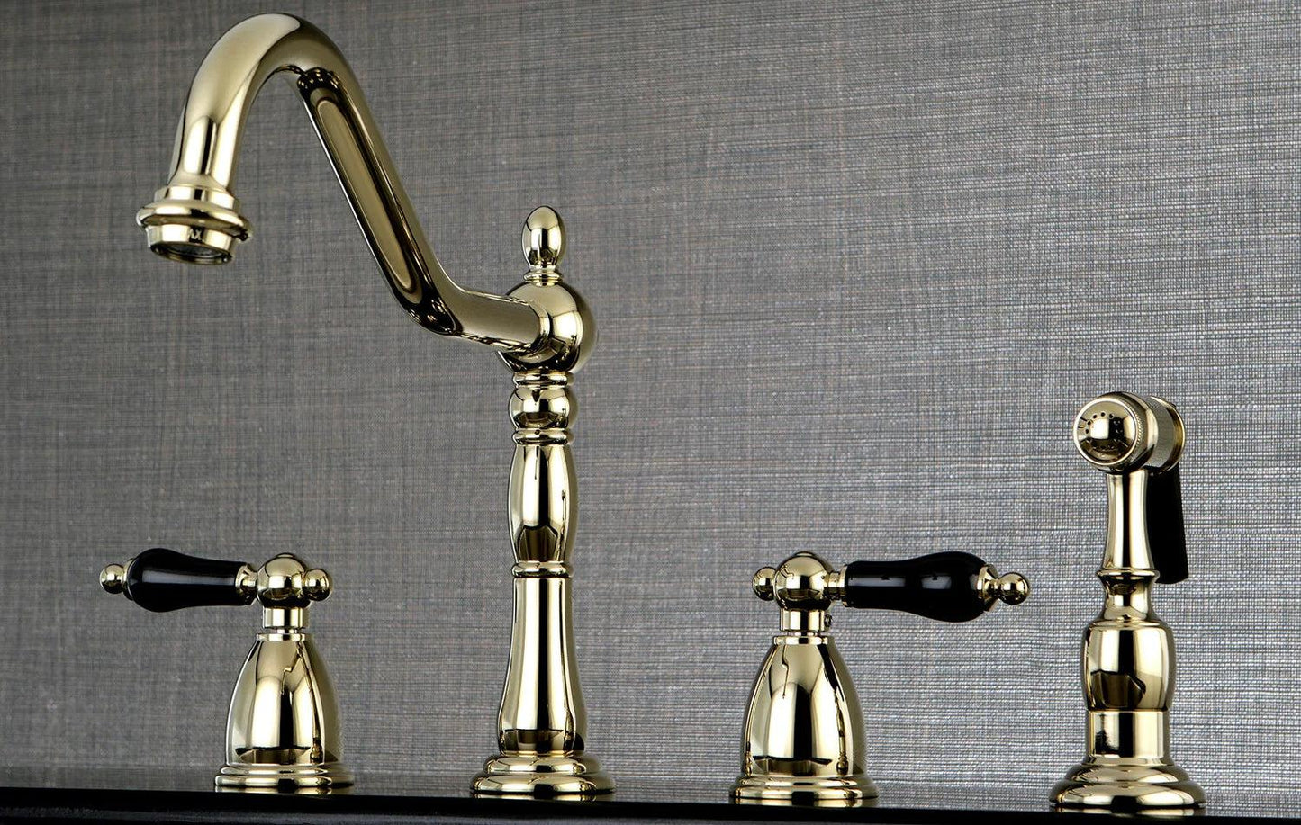 Duchess J Two-Handle 4-Hole Deck Mount Widespread Side Sprayer Kitchen Faucet