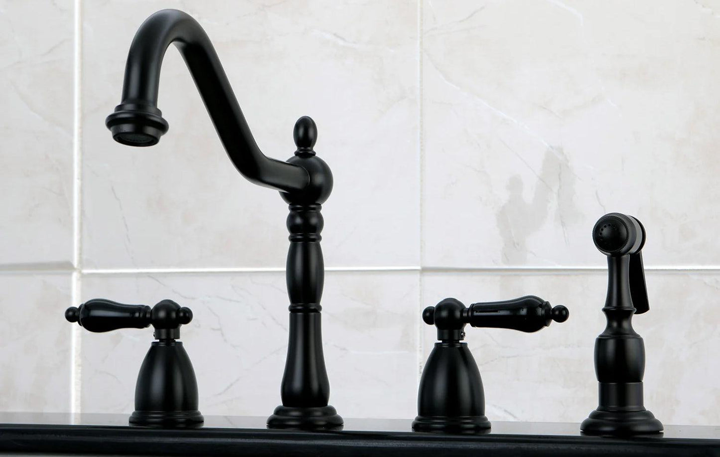 Duchess J Two-Handle 4-Hole Deck Mount Widespread Side Sprayer Kitchen Faucet