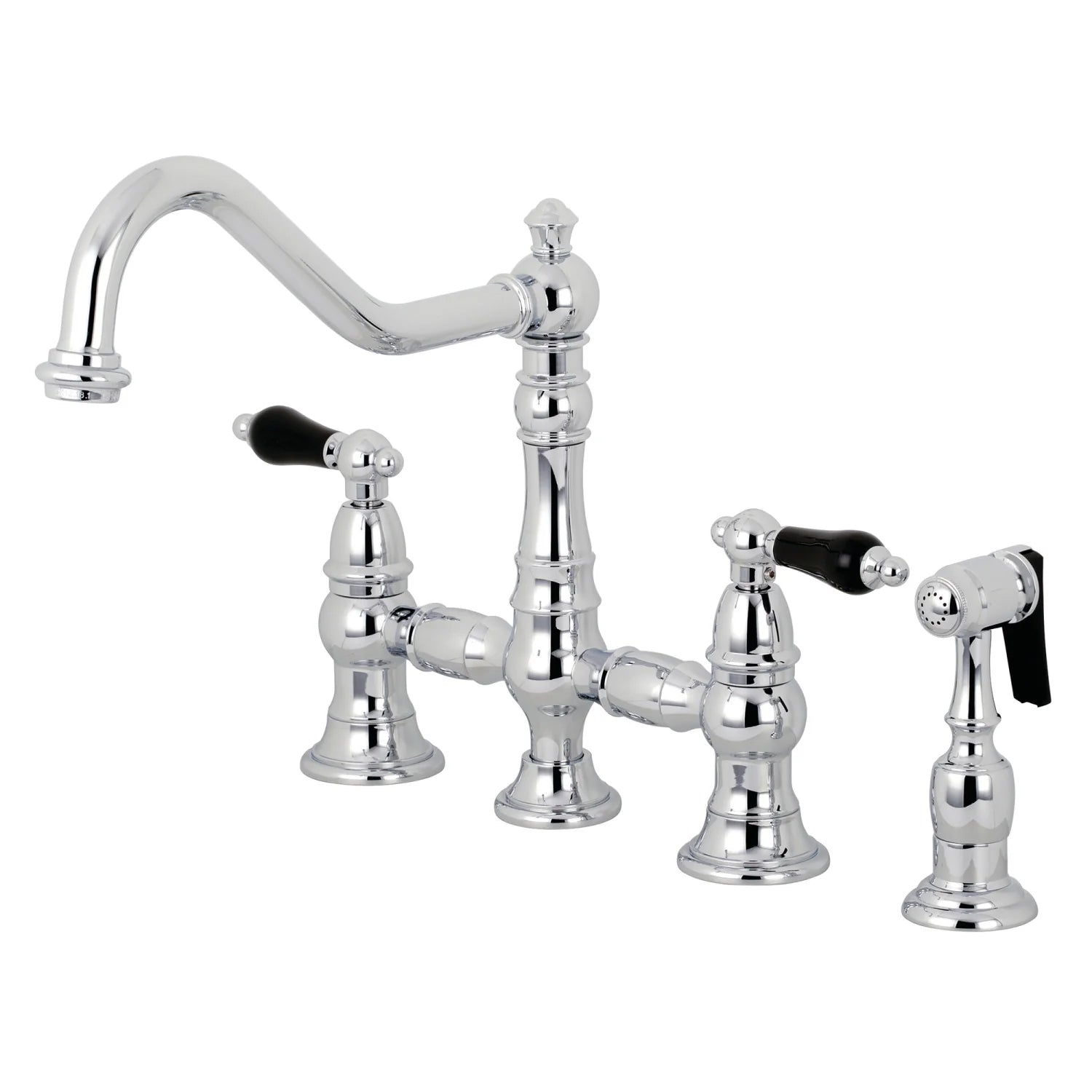 Duchess O Two-Handle 4-Hole Deck Mount Bridge Side Sprayer Kitchen Faucet