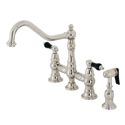 Duchess O Two-Handle 4-Hole Deck Mount Bridge Side Sprayer Kitchen Faucet