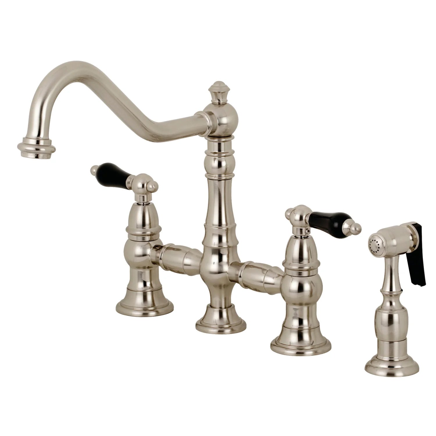 Duchess O Two-Handle 4-Hole Deck Mount Bridge Side Sprayer Kitchen Faucet