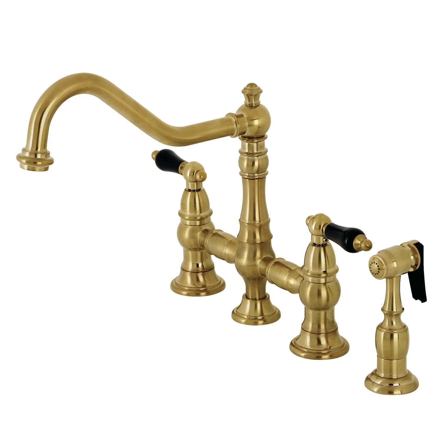 Duchess O Two-Handle 4-Hole Deck Mount Bridge Side Sprayer Kitchen Faucet