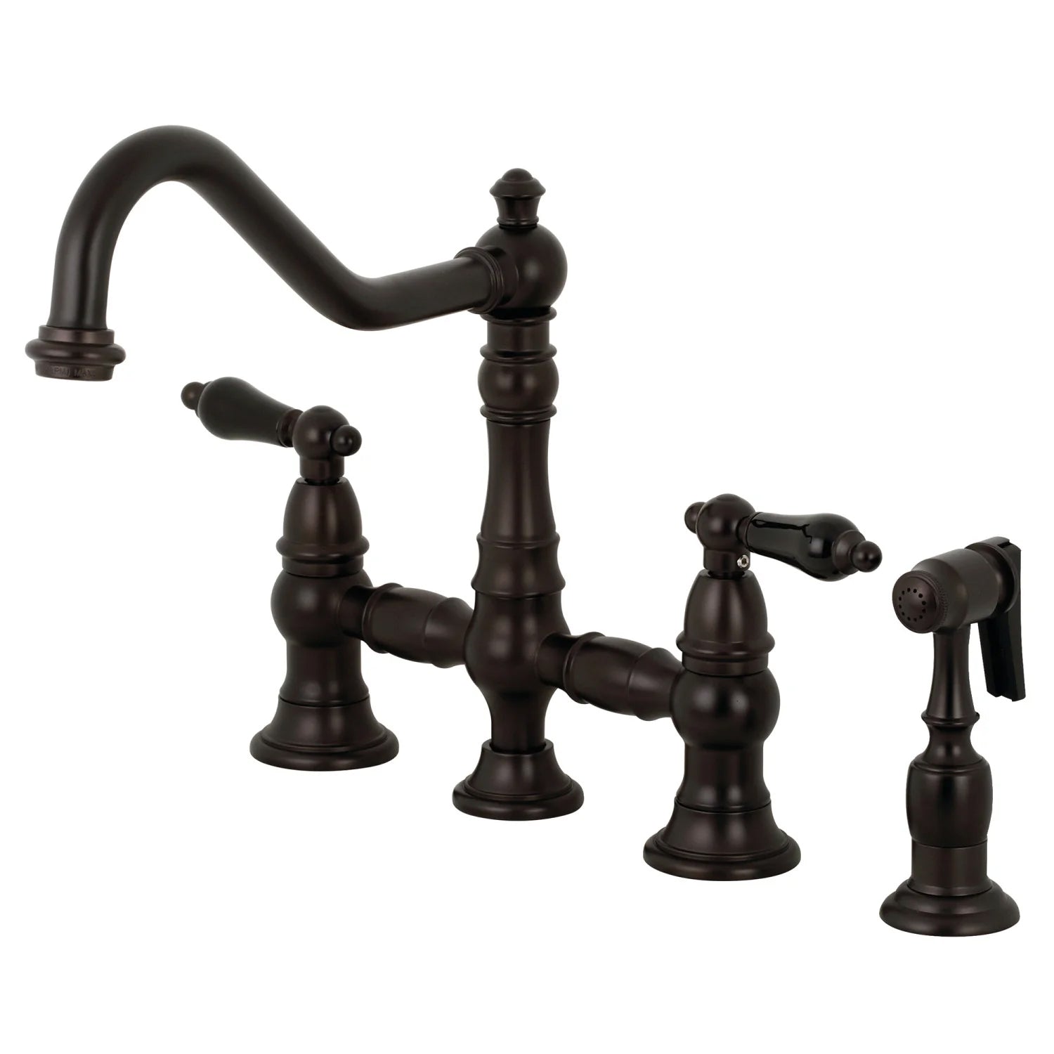 Duchess O Two-Handle 4-Hole Deck Mount Bridge Side Sprayer Kitchen Faucet