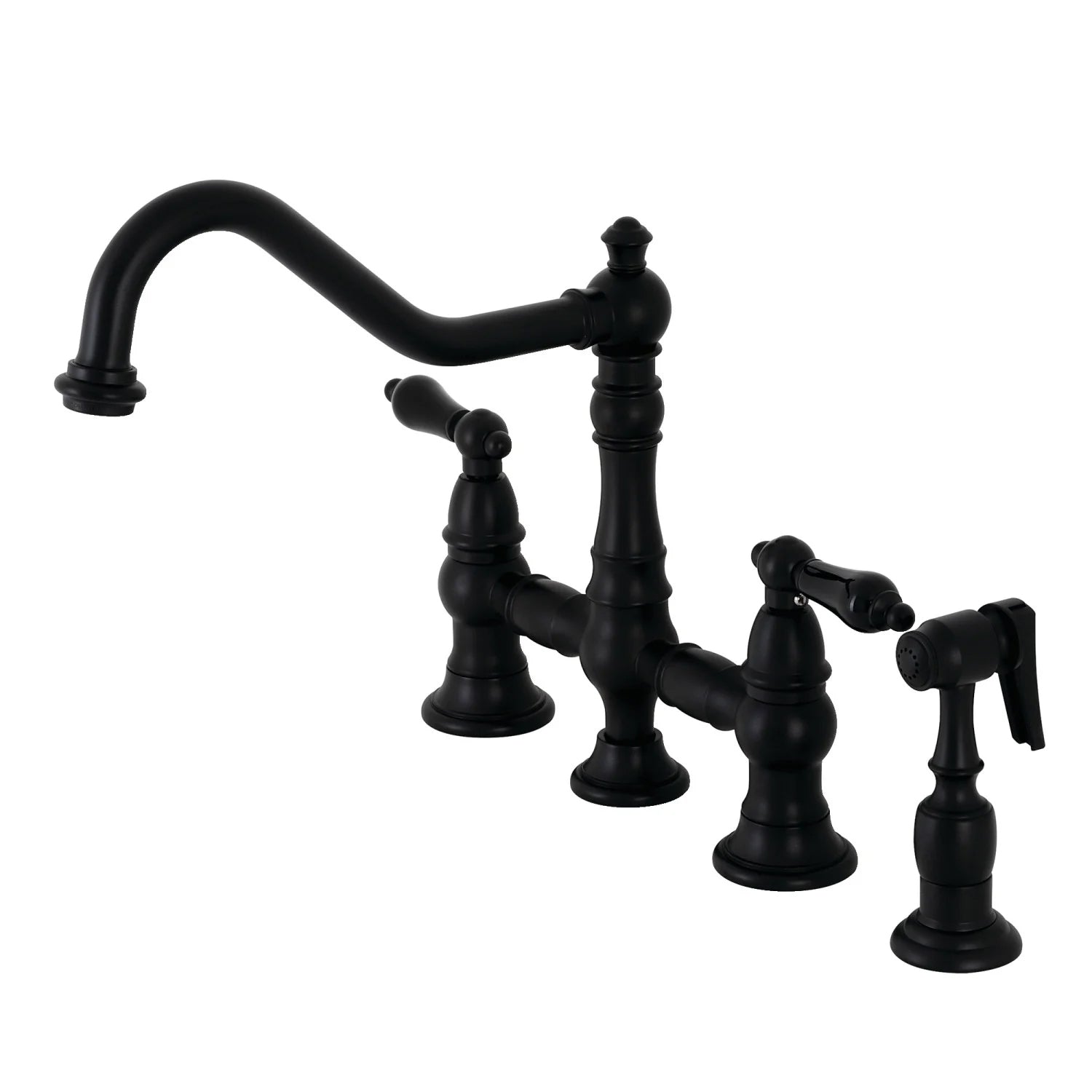 Duchess O Two-Handle 4-Hole Deck Mount Bridge Side Sprayer Kitchen Faucet