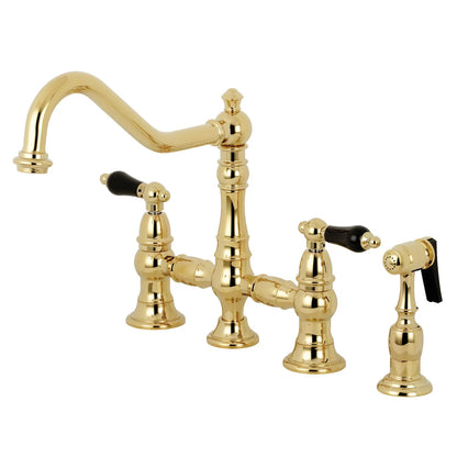 Duchess O Two-Handle 4-Hole Deck Mount Bridge Side Sprayer Kitchen Faucet